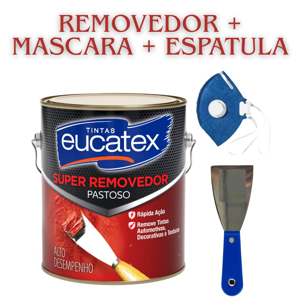 Super Removedor De Tintas Pastoso Gel Eucatex 3Litros Acompanha Espátula E Mascara