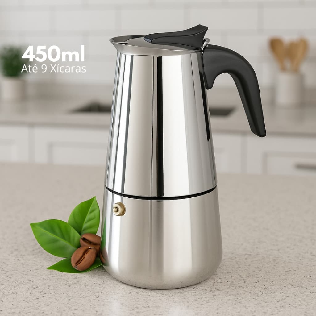 Cafeteira italiana Café Expresso Aço Inox Moderna Até 9 Xícaras Moagem Fina Albema