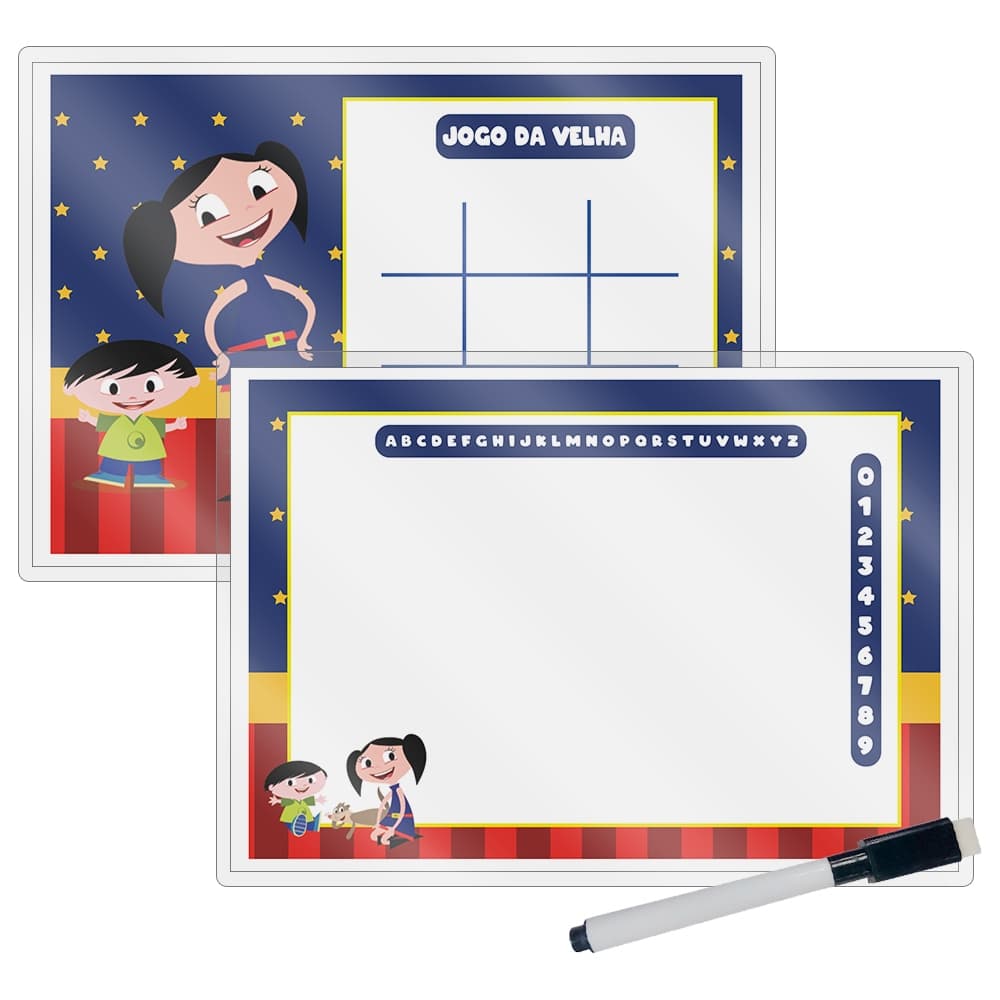 Kit 10 Lousas Mágica + Caneta Com Apagador Lembrancinha Festas Infantil Qualquer Tema Show da Luna