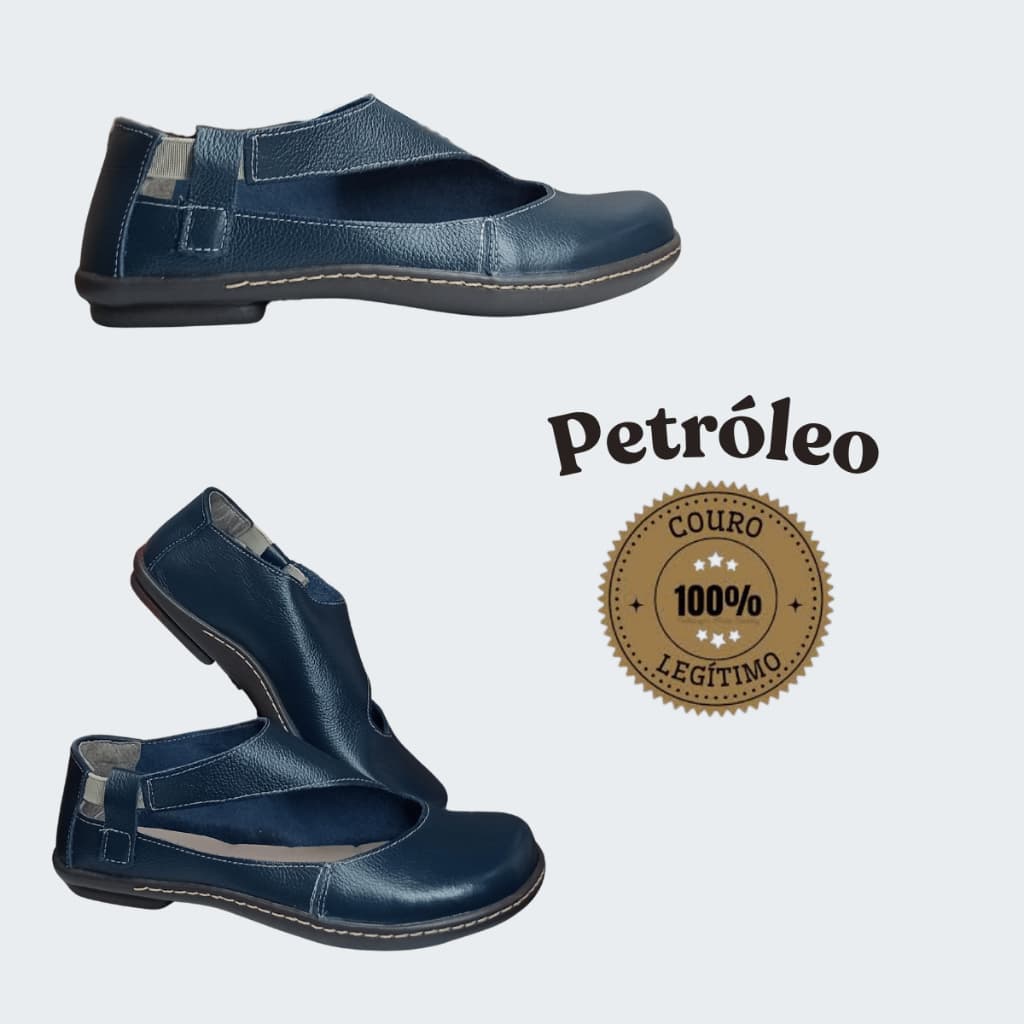 Sapatilha Boneca De Couro Feminina Macia Confort Retro Casual