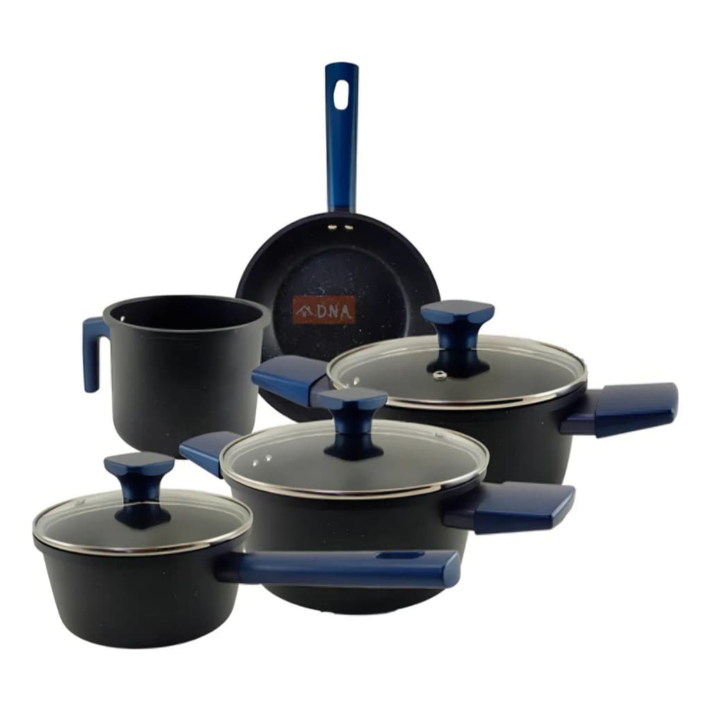 Jogo Panela Antiaderente Revestimento Cerâmico 5 Pç Cor Cabos Azul Royal Linha Premium Marca Clink