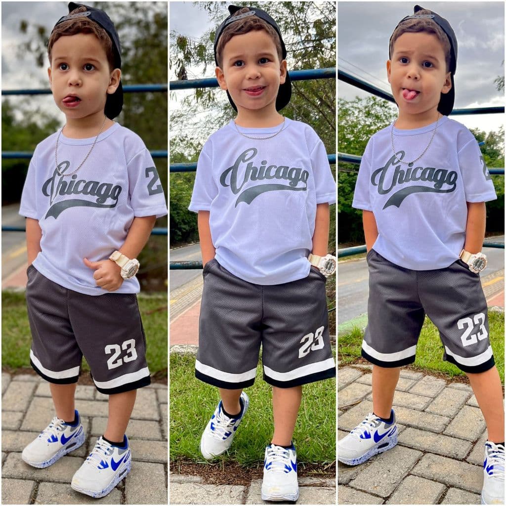 Conjunto Infantil Menino Verão - Camisa + Bermuda de Verão - Tamanho 2 ao 12 Anos