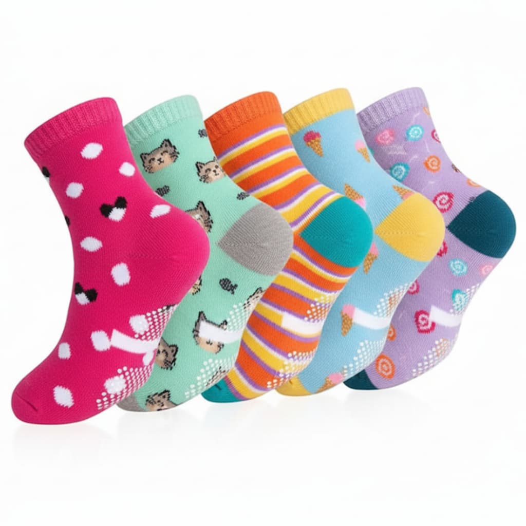 Kit 3, 6, 9 ou 12 Pares Meias Infantis Antiderrapante Bebê Menina Não Derrapa 0 A 8 Anos