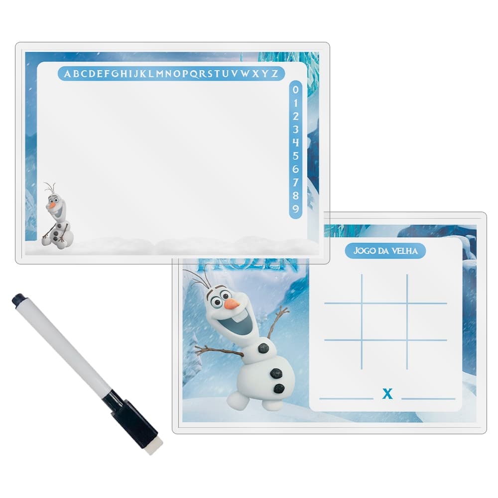 Kit 10 Lousas Mágica + Caneta Com Apagador Lembrancinha Festas Infantil Qualquer Tema Olaf Frozen