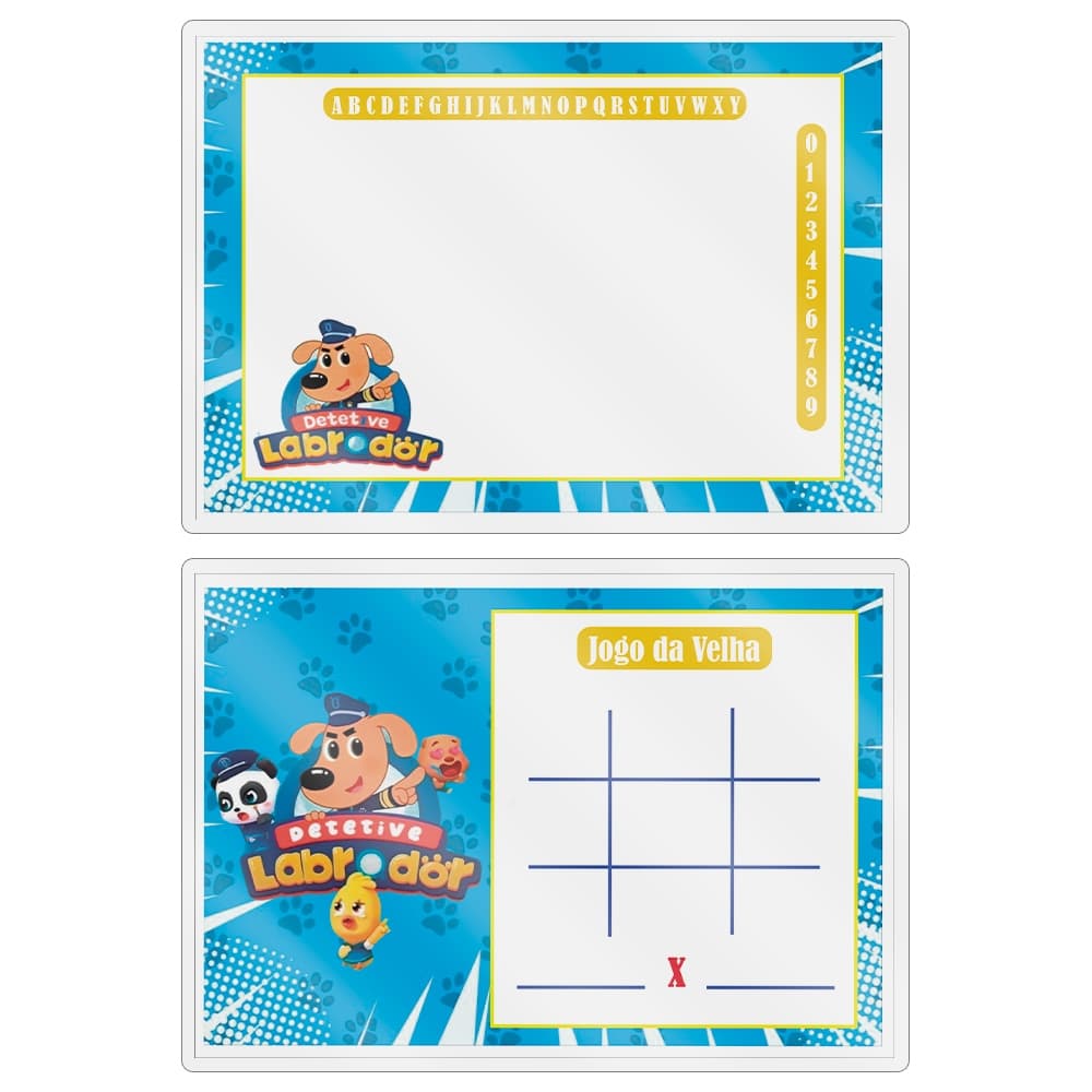 Kit 10 Lousas Mágica + Caneta Com Apagador Lembrancinha Festas Infantil Qualquer Tema Detetive Labrador