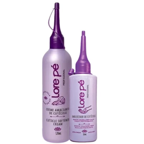 Kit Creme Amaciante de Cutícula 120ml + Amolecedor de Cutículas 80ml Lore Pé Profissional