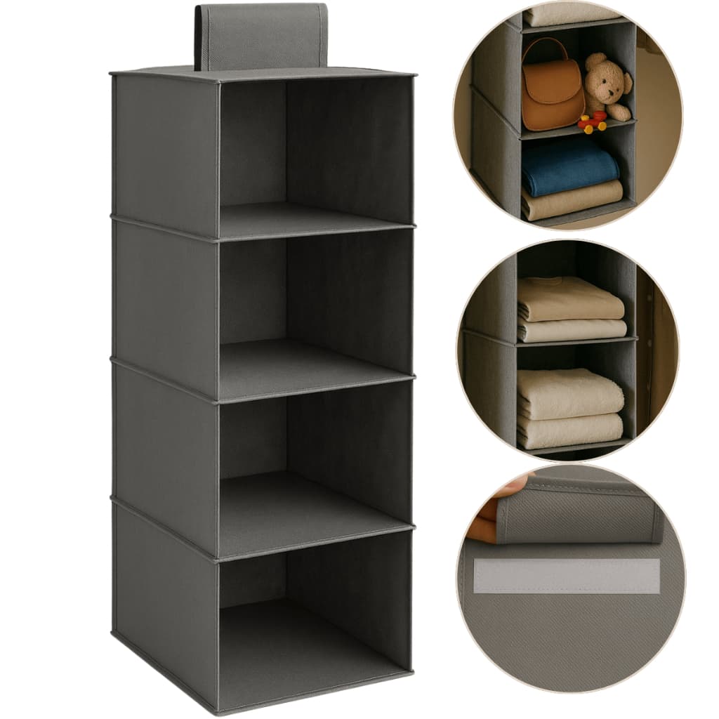 Organizador Suspenso Vertical Multiuso Armário Guarda Roupa Sapateira 4 Divisórias Andares