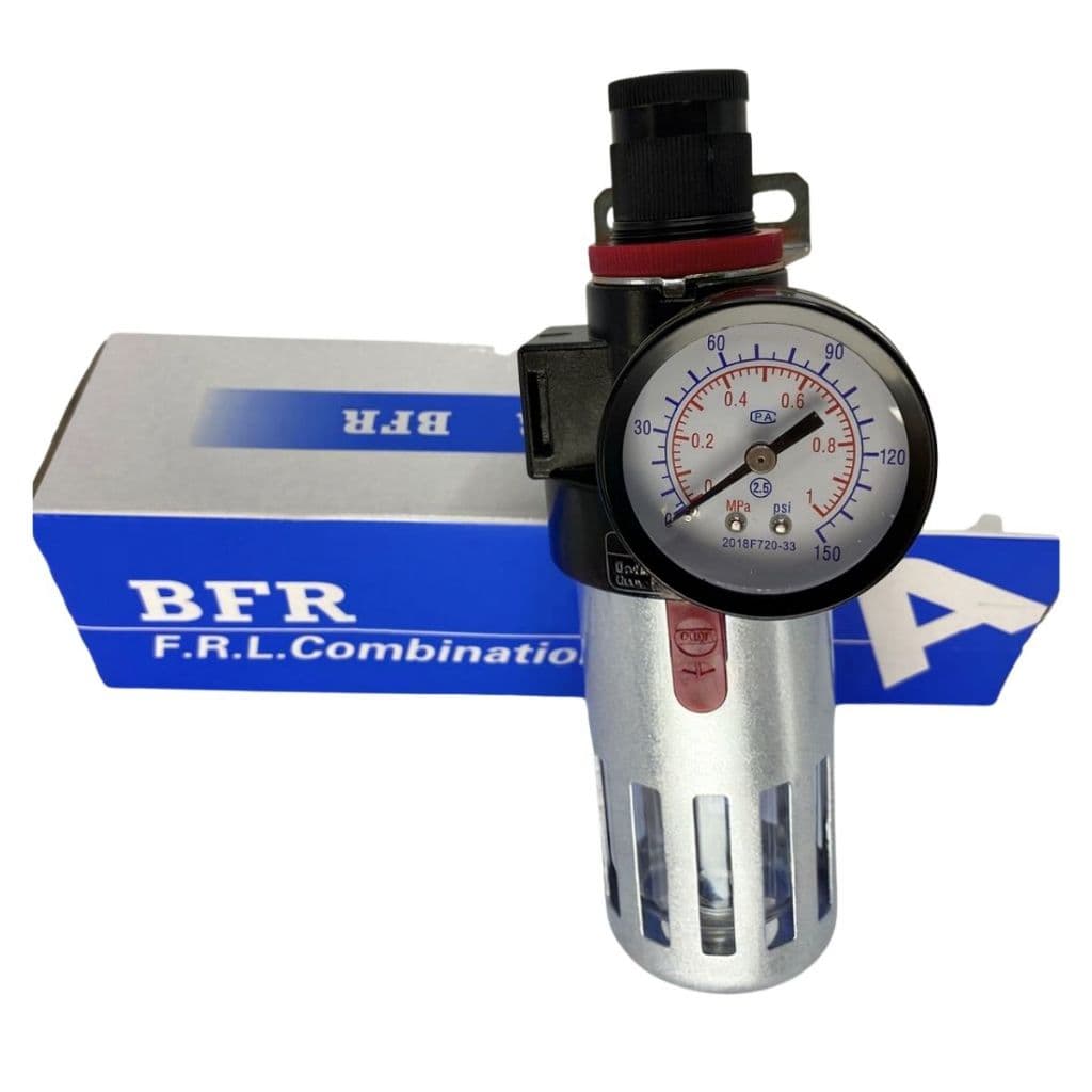 Filtro Regulador Ar Para Compressor 1/4'' C/ Manometro 10 Bar, Corpo Alta Vazão PN BFR2000