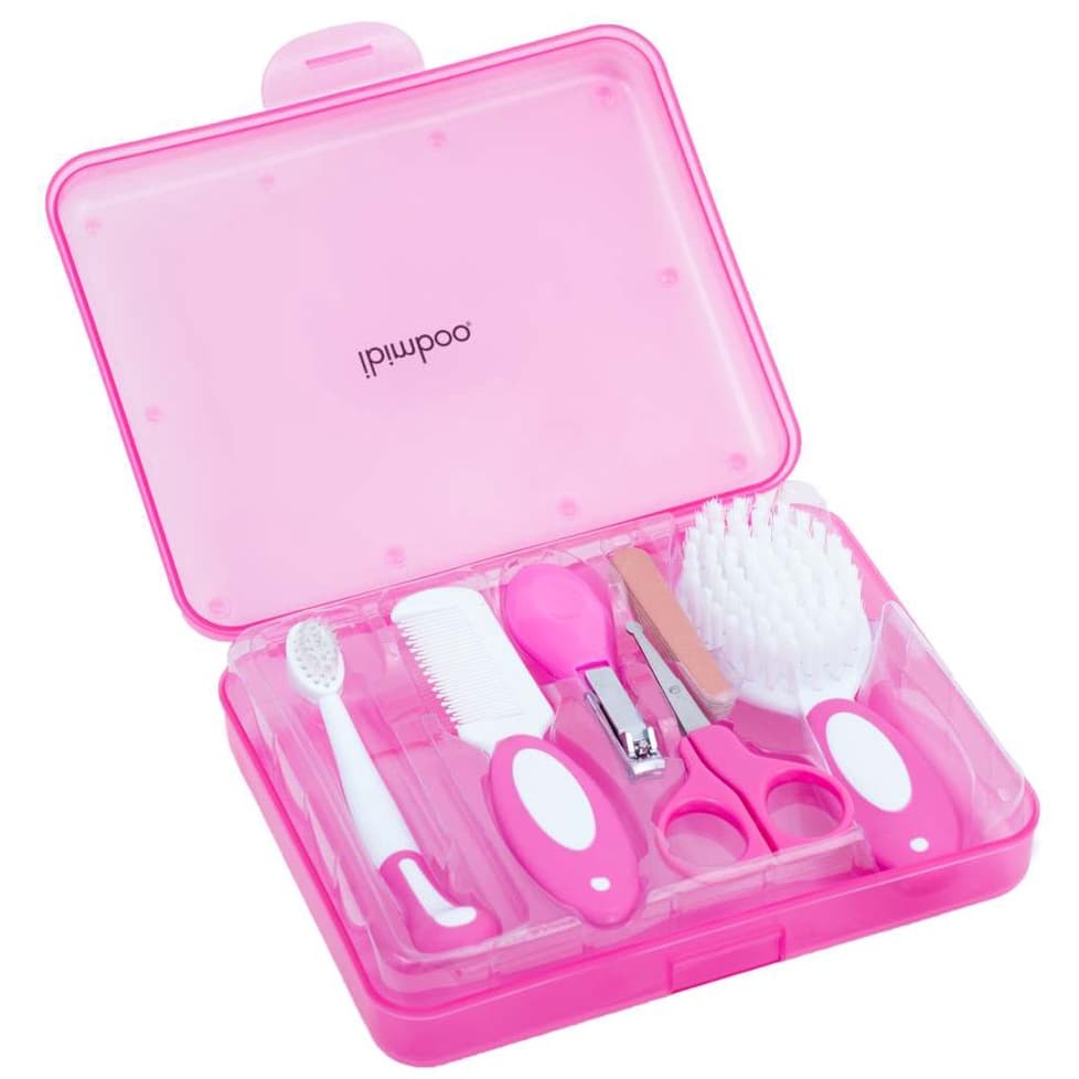 Kit Higiene para Bebês Rosa Tesoura Cortador de Unha, 4 Lixas de Unha, Escova Pente Cabelo Escova de Dente - Infantil