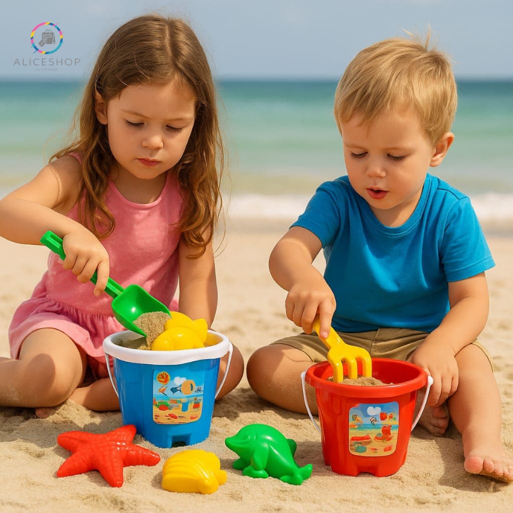 Kit 2 Baldinhos de Praia Infantil Castelinho de Areia Praia Verão Completo