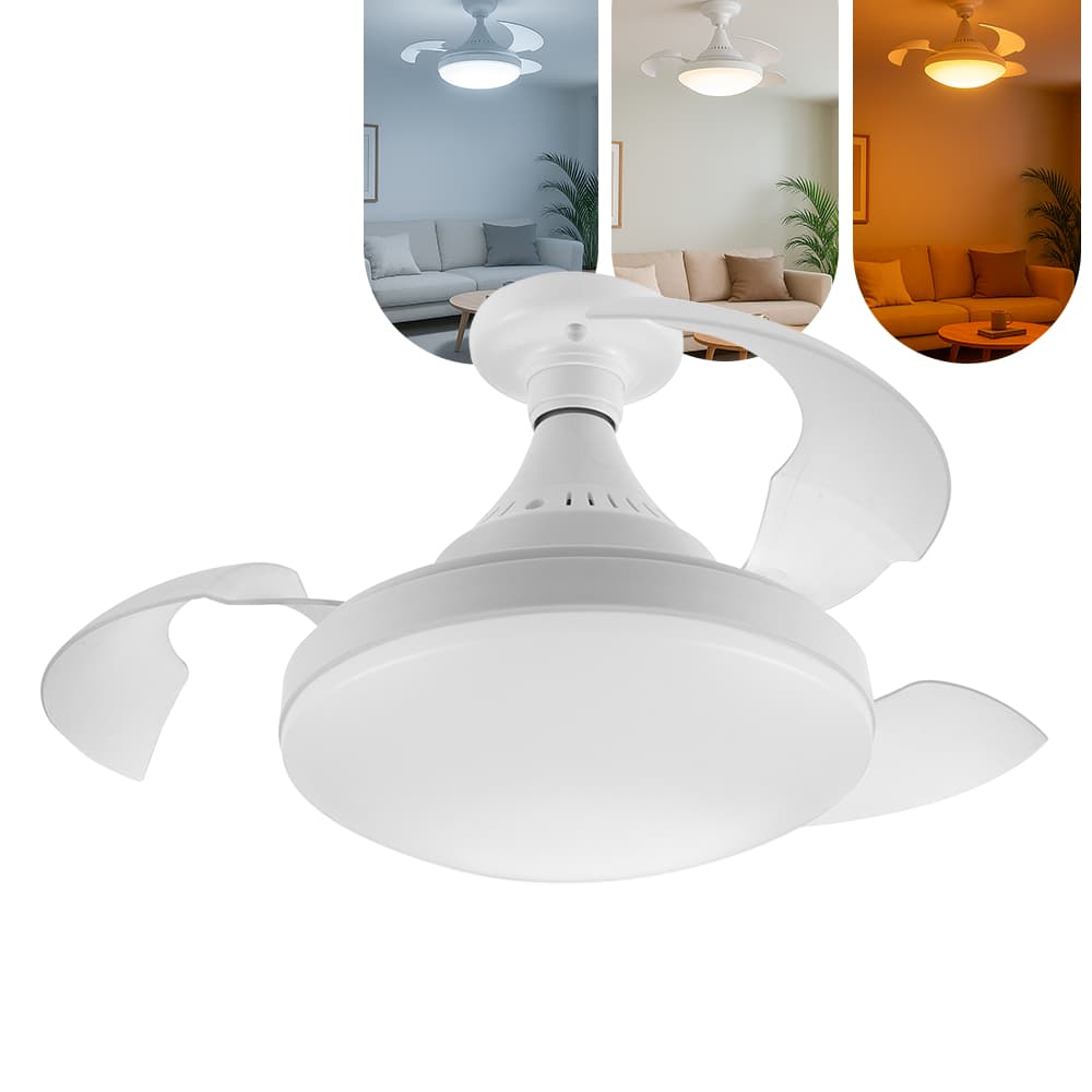 Ventilador De Teto Retrátil Com Luz Ajustável Silencioso Bivolt Vt03