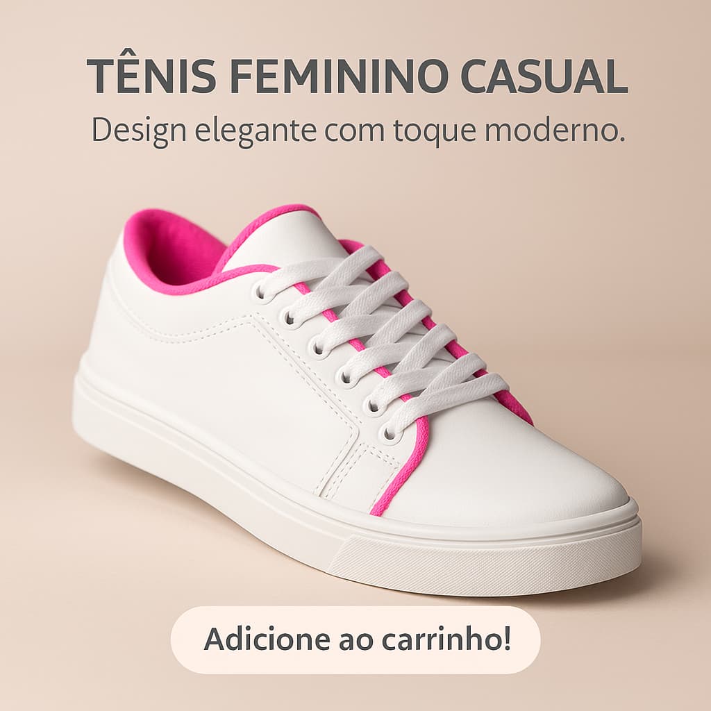 Tênis Casual Feminino Numeração Especial Estiloso Dia a Dia Básico-Promoção Envio Imediato