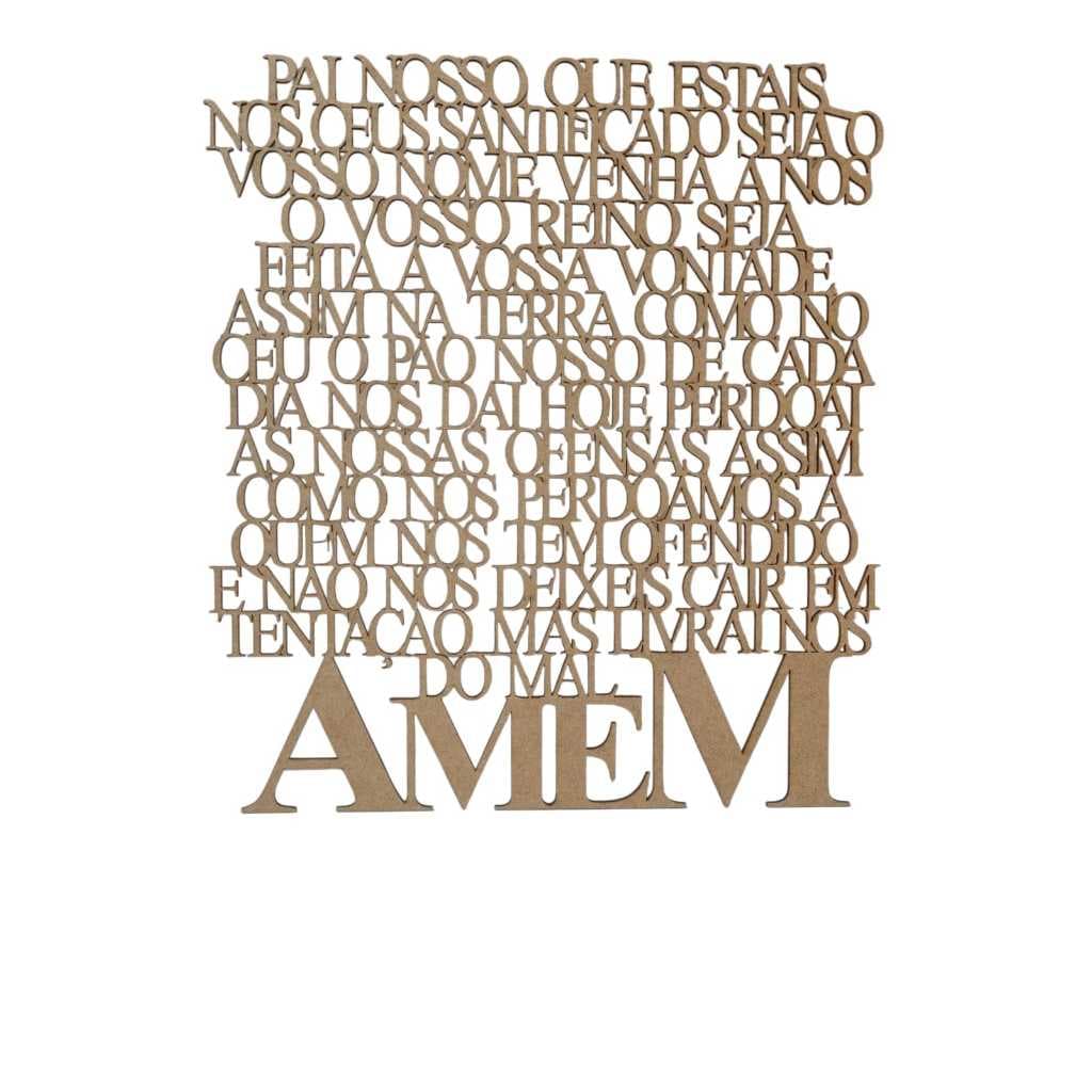 Quadro Pai Nosso em MDF Cru 38x34 cm Decorativo Religioso
