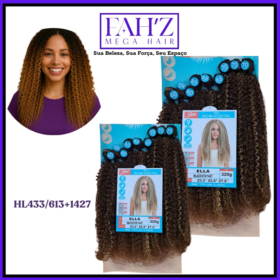 2 Pacotes do Cabelo Ella Da Sleek Bio Vegetal 70Cm 320g