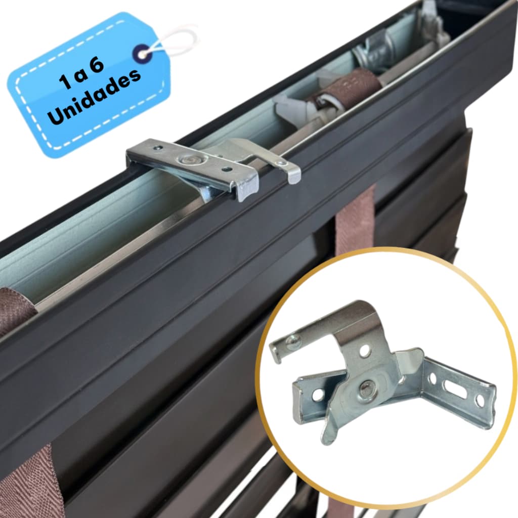 Kit Suporte Garra Presilha Fixador Persiana Horizontal 50mm Instalação