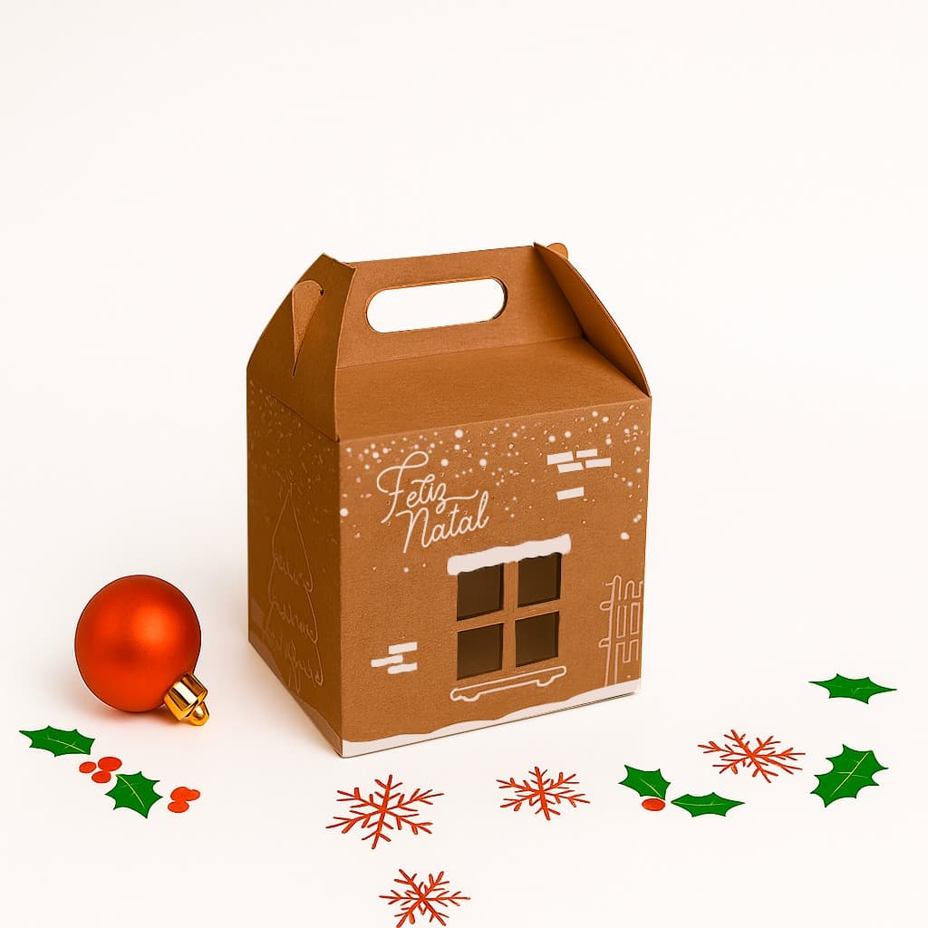 Caixas 10x10x10 Mini Panetone Kraft Presente Natal 10 Unidades