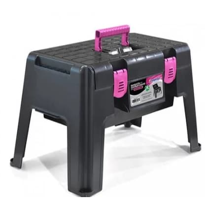 Banqueta De Plástico Capacidade 136kg Com Compartimento Organizador Para Manicure Pesca E Camping - TOY