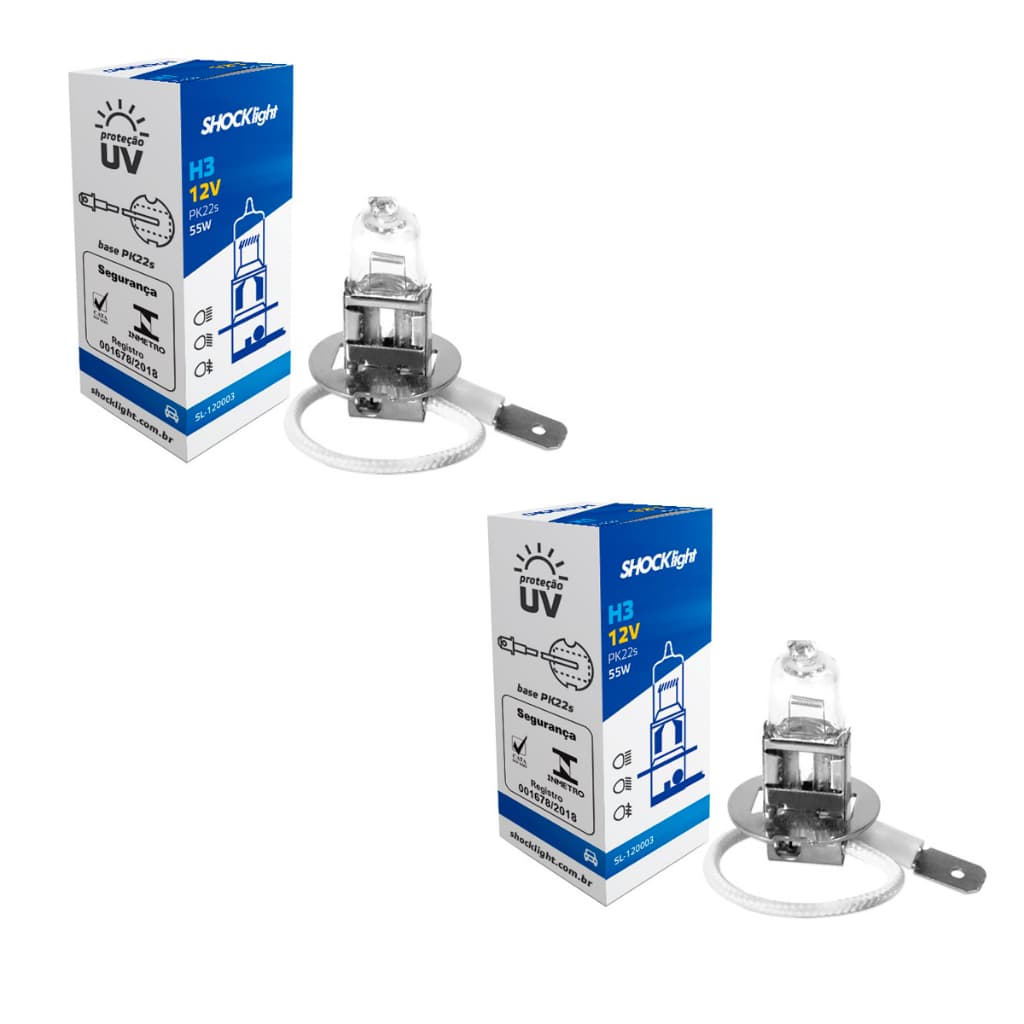 Lâmpada Halógena Standart H3 12v 55w Pk22s 3200K
