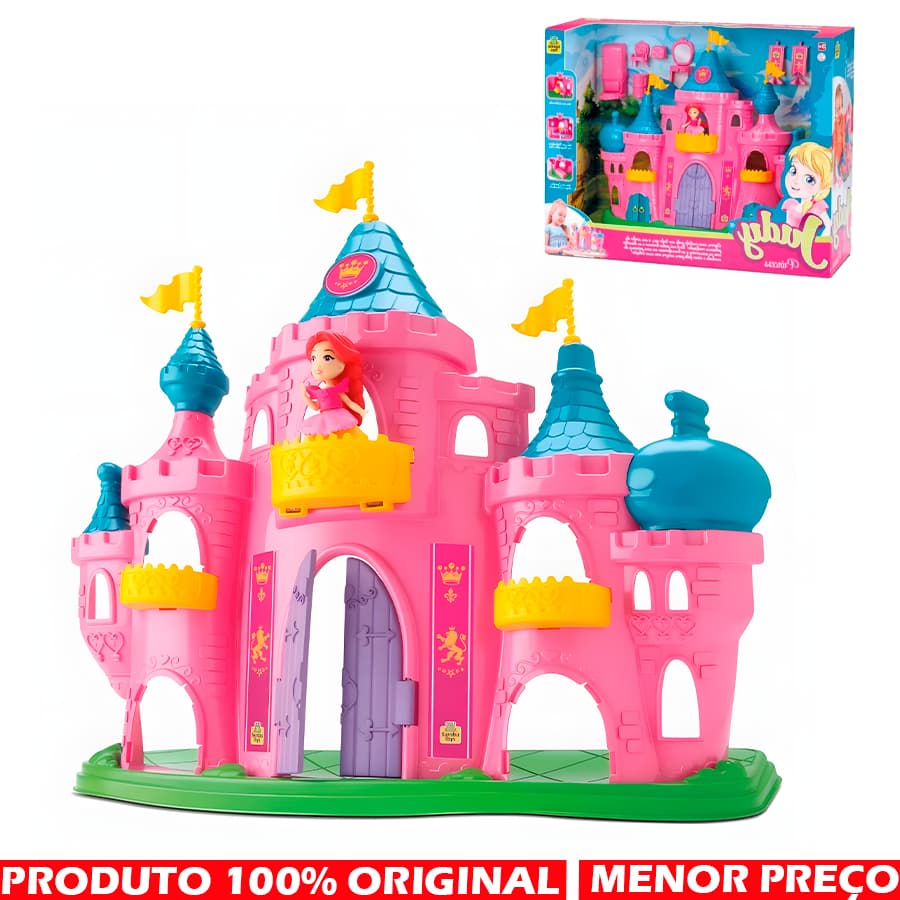 Castelo Princesa Judy Rosa com Boneca e Móveis e Acessórios Brinquedo Infantil Criança Samba Toys