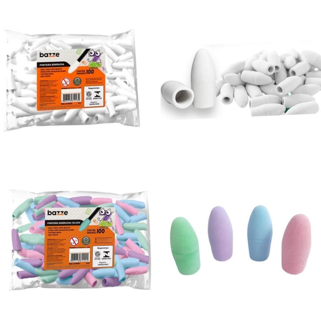 Kit 12 Ponteiras de Borracha Bazze – Escolha Coloridas ou Brancas