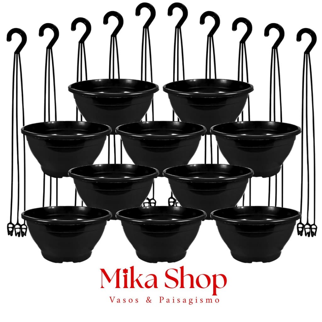 10 Vasos cuias tamanho 13 de 500 Ml cor preto Com hastes para suculentas, mudas e plantas pequenas