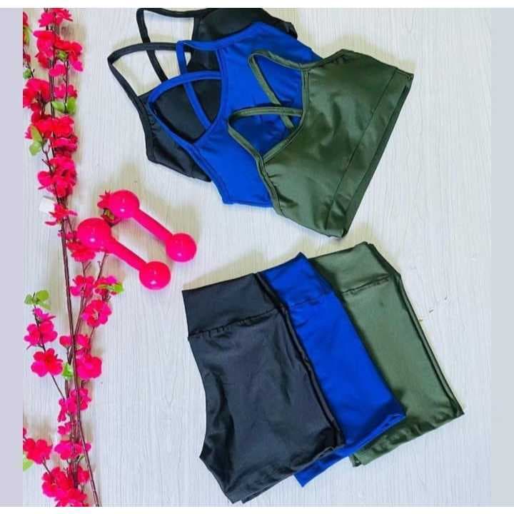 Conjunto Short + Top  Fitness Power para academia liso