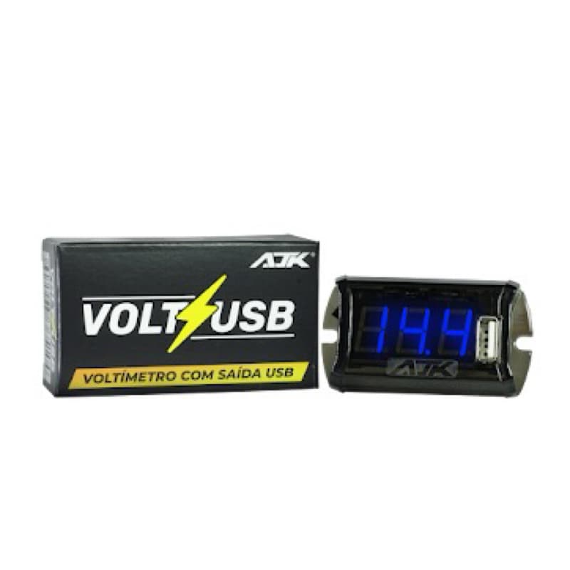 Voltímetro Digital Automotivo AJK Com Usb Carregador