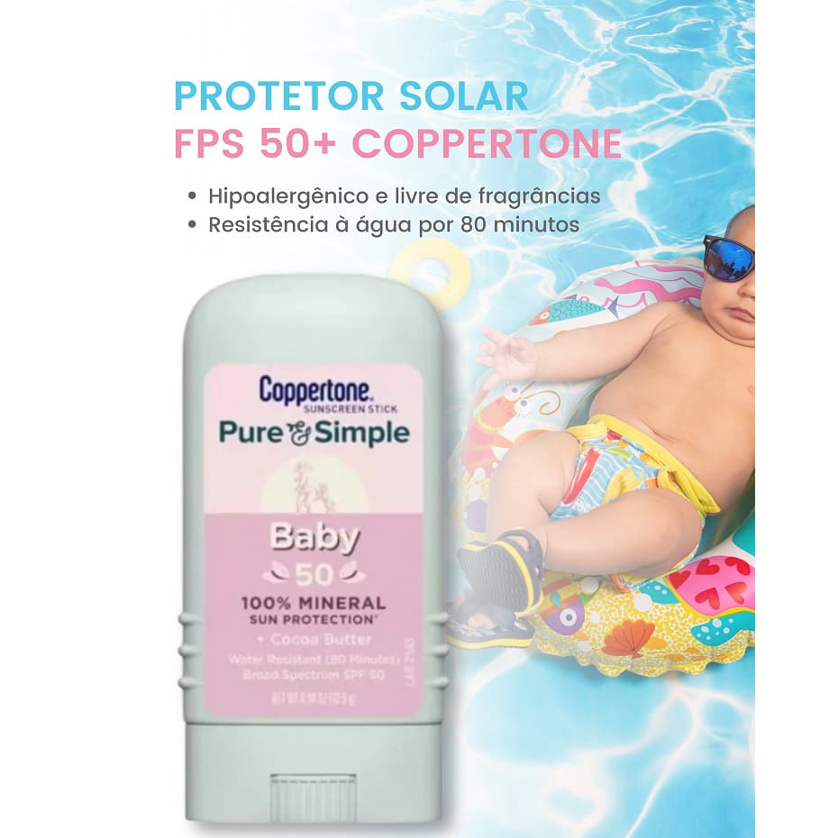 Coppertone Baby Pure & Simple Stick Fps50 13.9g Protetor Solar em Stick -  Direto dos EUA