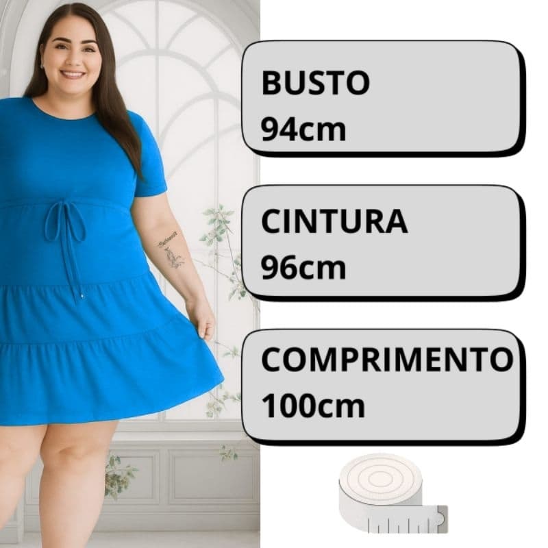 Vestido plus size vicolycra três Marias com amarração moda maior feminina gordinha evangelica