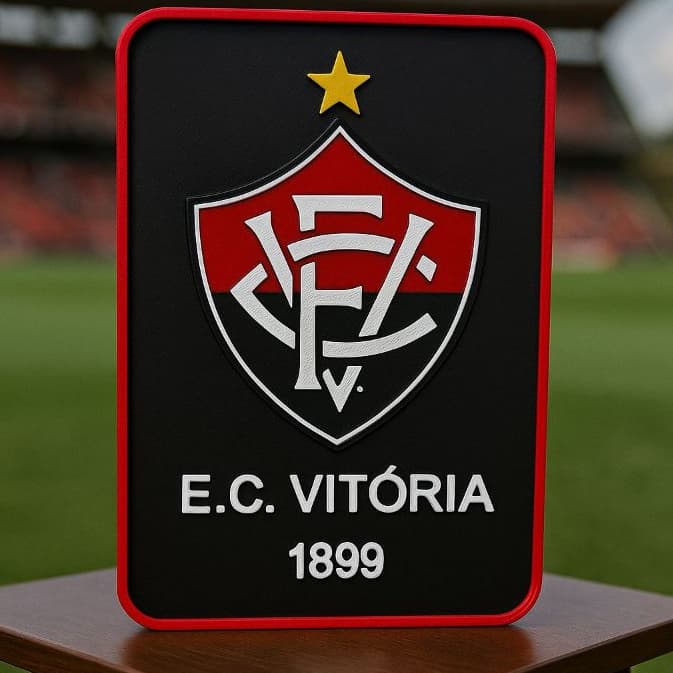 Placa Escudo E.C. Vitória 3D com Suporte – PERSONALIMOS COM SEU NOME - Perfeita Para Decorar e Colecionar! 🏆✨