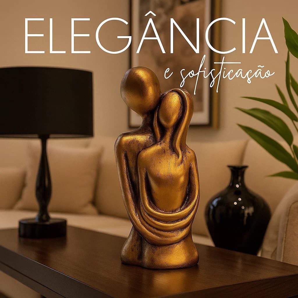 Escultura Casal Abraçados Estatueta Decorativa Para Home Sala Aparador Presente Envio Rápido