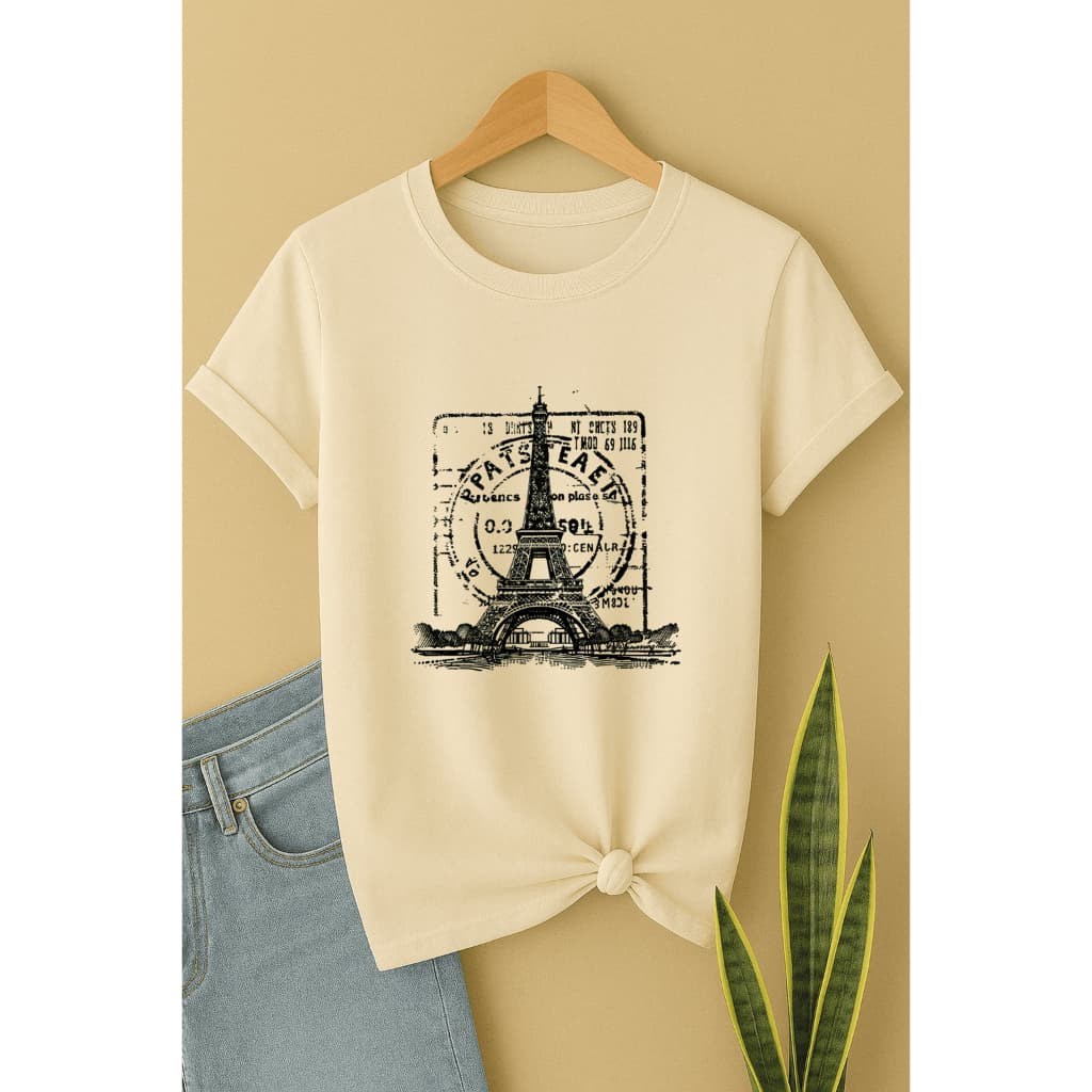 Camiseta Feminina Paris Torre Eiffel 100% Algodão Casual Básica