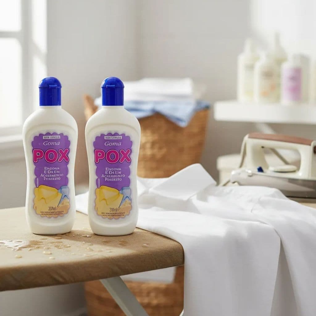 Goma Pox Engomador de Roupas 200ml Kit 2 Para Tecidos com Toque Firme e Alinhado