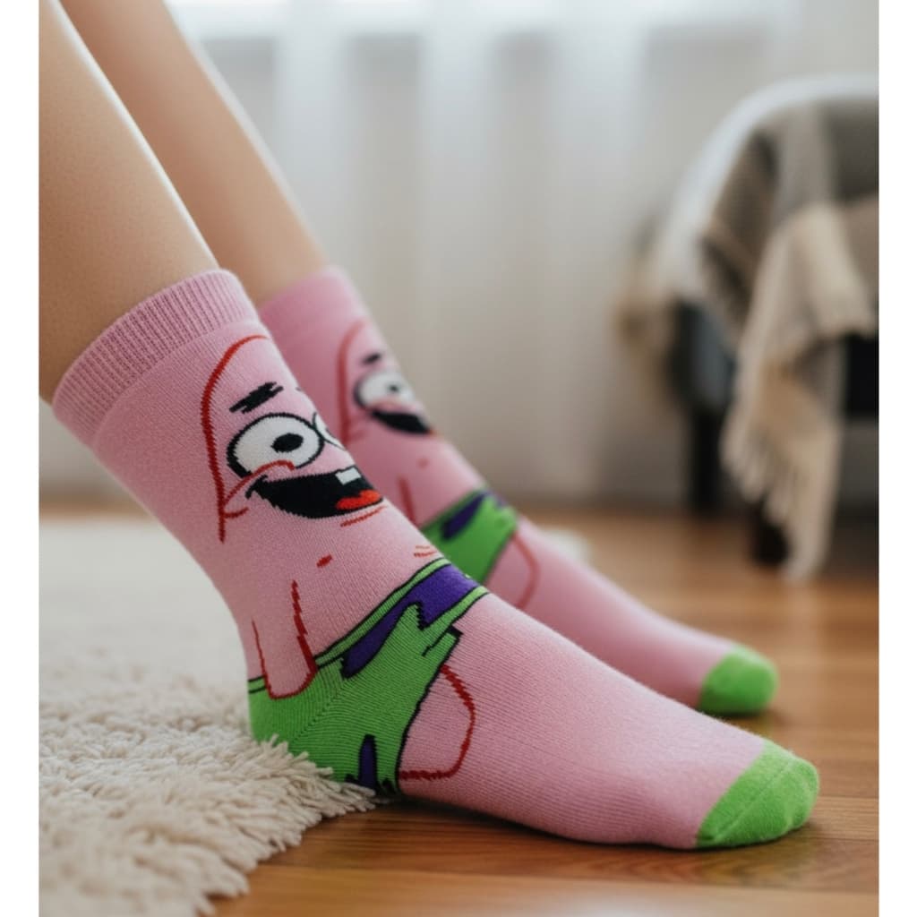 Meia Patrick Bob Esponja Divertida Unissex Algodão Adulto Confortável  Moda Geek Espacial