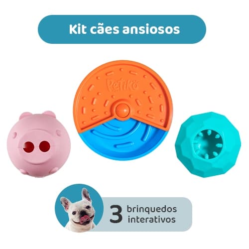 Kit Com 3 Brinquedos Para Cães Ansiosos - Brinquedos Interativos - Comedouro Lento Para Cachorro - Tam. G - Petiko