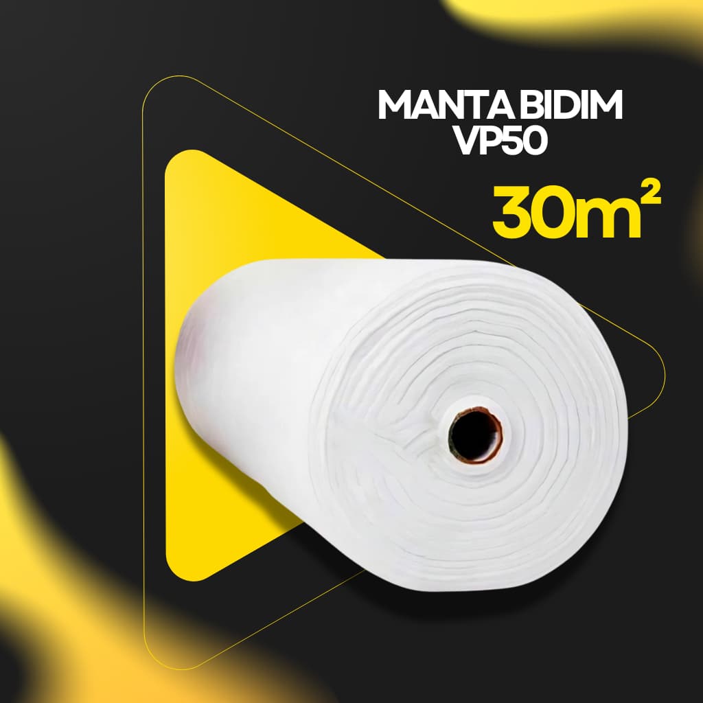 Manta Bidim VP50 30m² – Impermeabilização de Telhados, Lajes e Telhas
