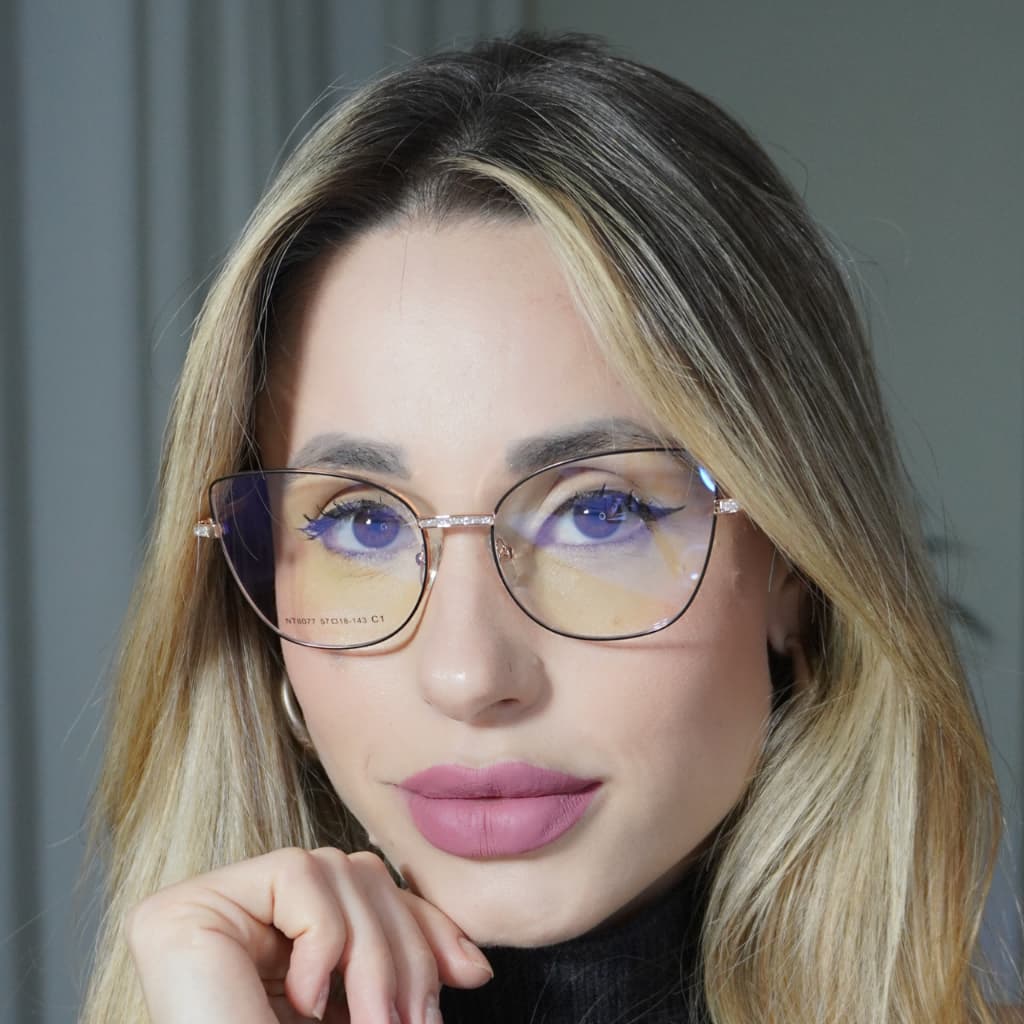 Oculos para armacao de grau metal feminino com HASTE E PONTE GRITTER BRILHO