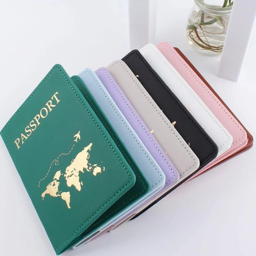 Porta Passaporte Fino De Couro Pu -Mini Organizador De Documento De Viagem
