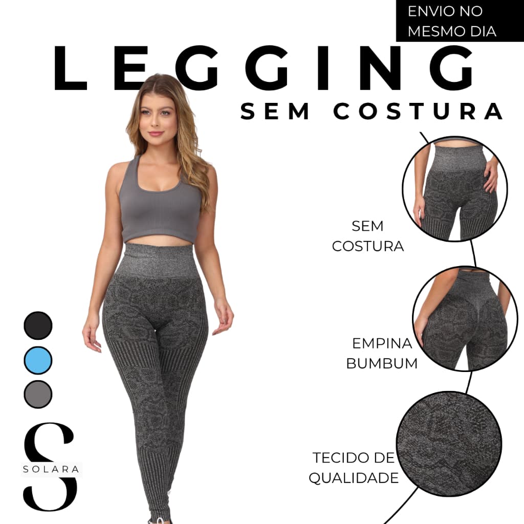 Legging Empina Bumbum Sem Costura Calça Cintura Alta Jacquard Estampado Modela Fitness Academia