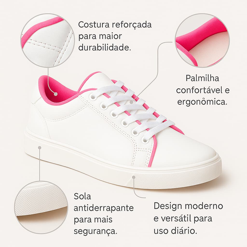 Tênis Casual Feminino Numeração Especial Estiloso Elegante Dia Versátil-Promoção Envio Imediato