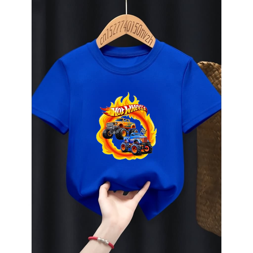 Camiseta Hot Wheels Camisa Infantil Juvenil Hot Wheels 100% Algodão para Crianças Desenho