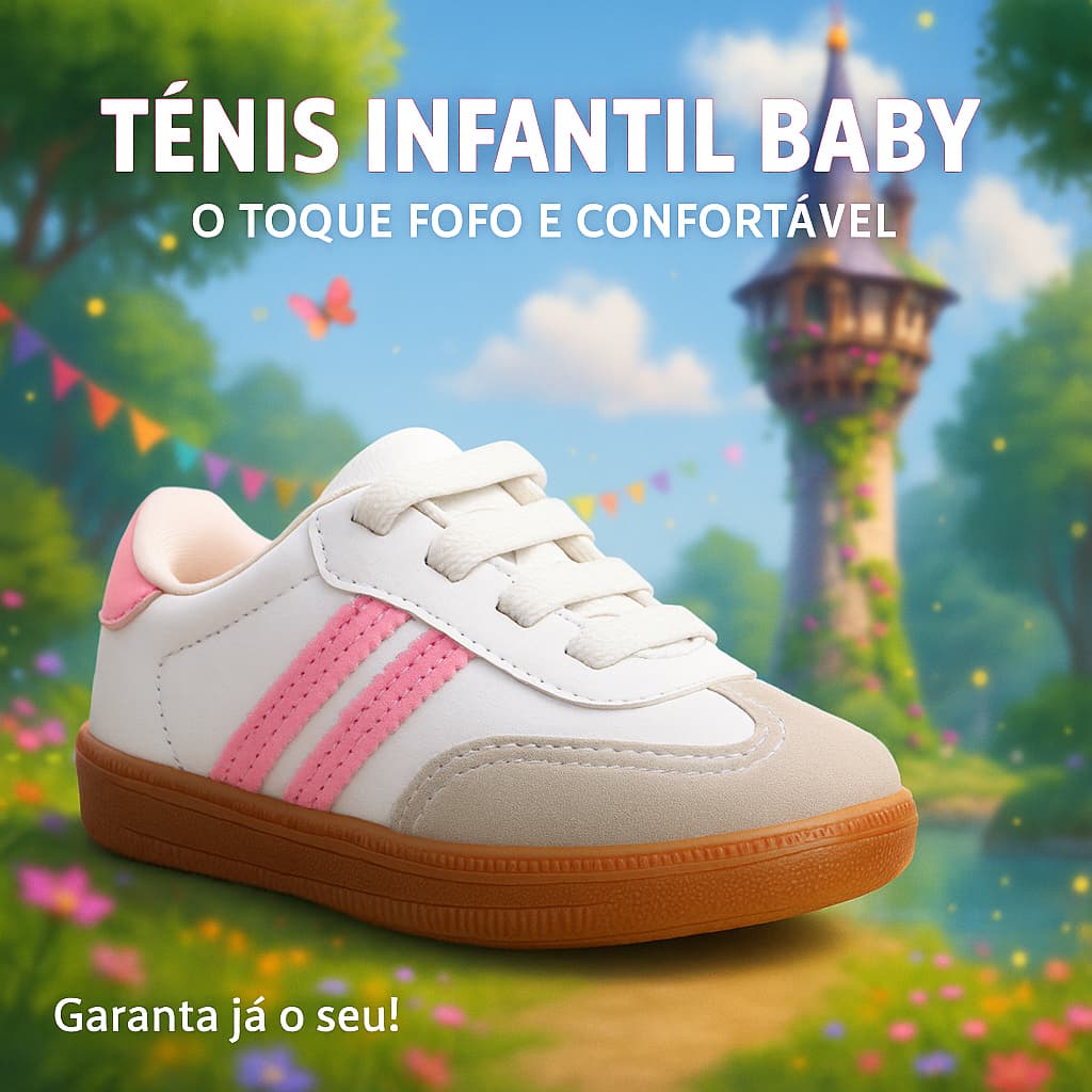 Tênis Baby Menina Branco e Rosa – Toque Fofo e Confortável Para Cada Momento do Bebe - Garanta já!