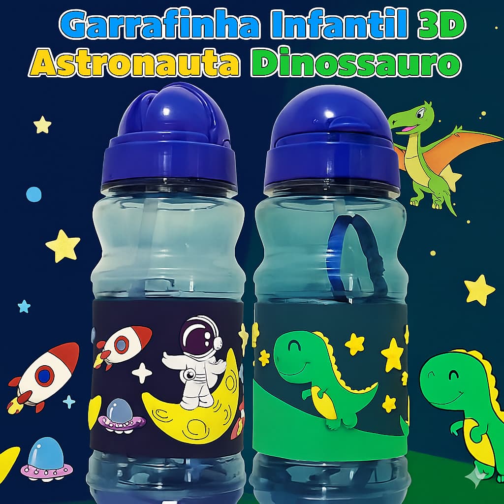 Garrafa de Água Infantil de Vários Personagem Garrafinha Squeeze para Crianças Com Alça Envio Rápido