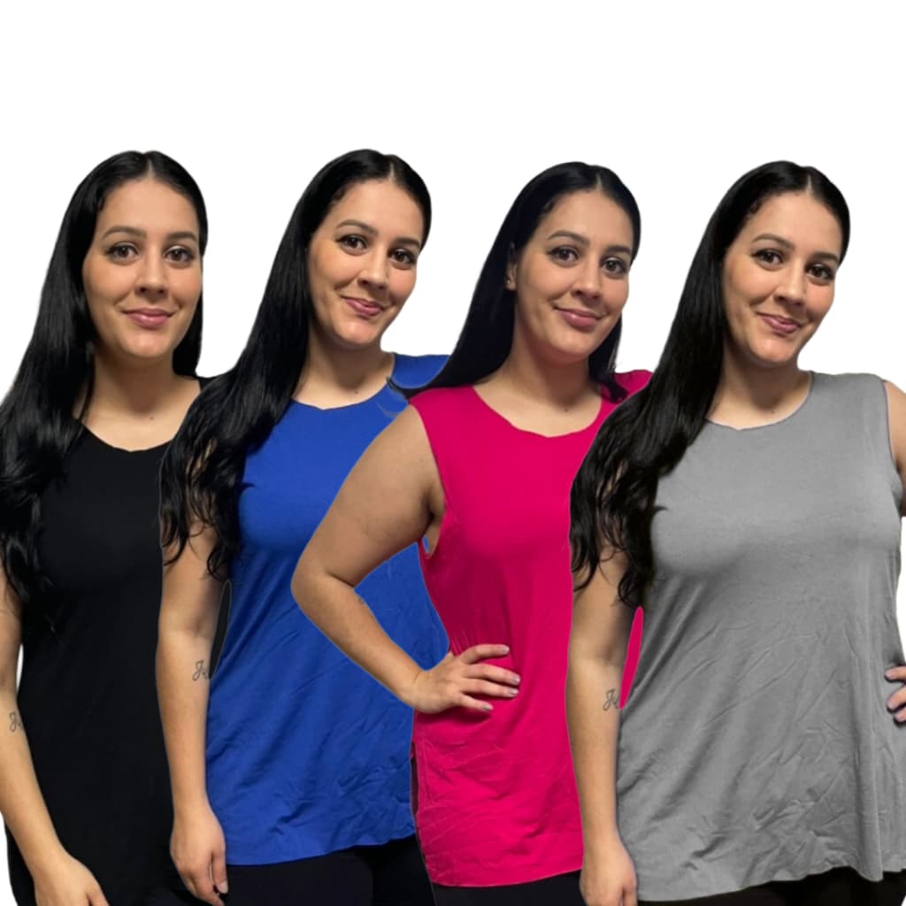 KIT 4 Regata Bata Plus Size Feminina Tapabumbum Fitness Academia Viscolycra