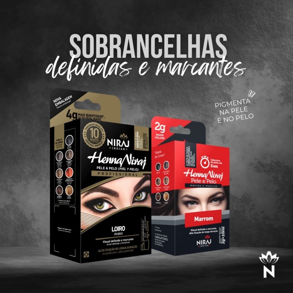Kit Henna Niraj Sobrancelha + Fixador 2g – Design e Realce Perfeito