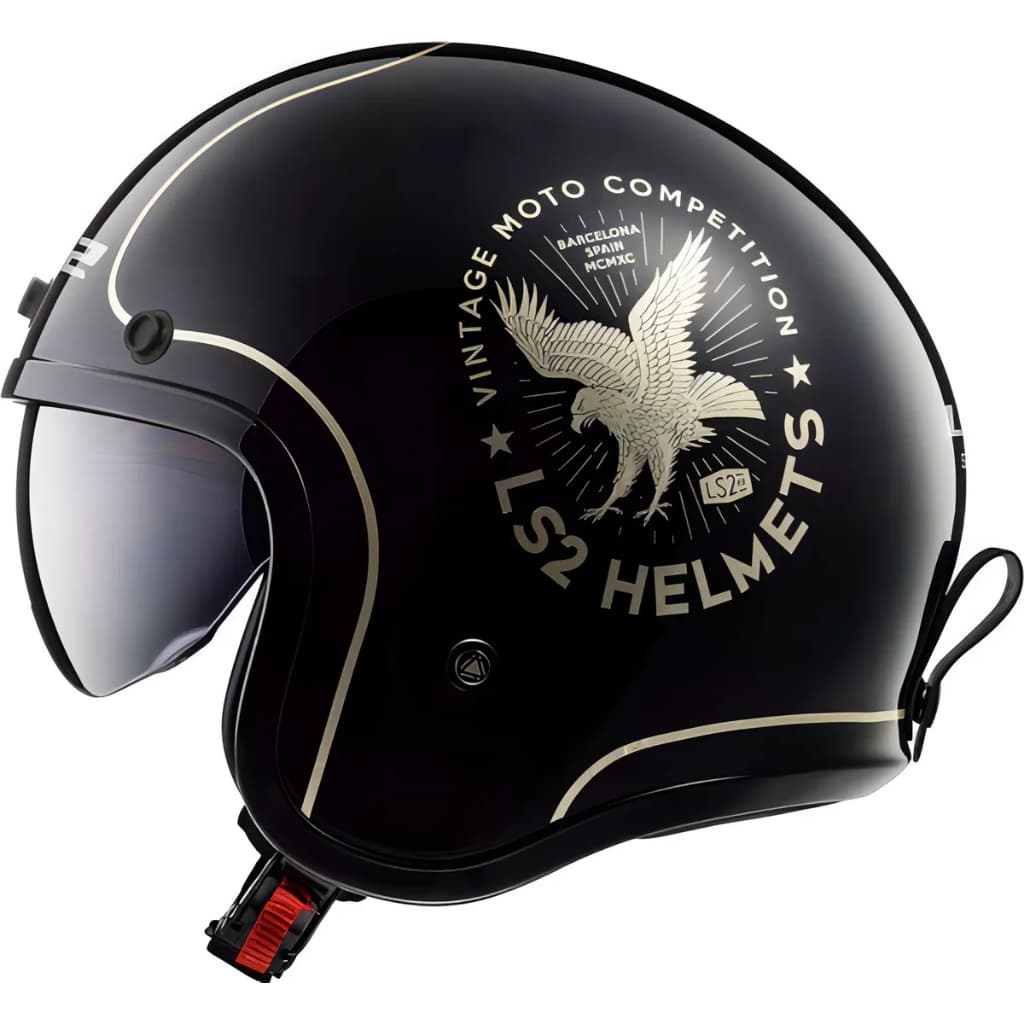 Capacete Aberto Ls2 Spitfire Of599 Flier Preto Dourado Cor Preto/Dourado