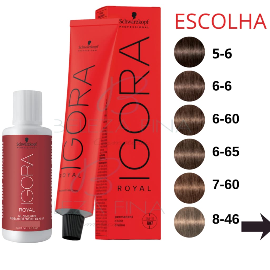 Kit Tintura/ Coloração Igora Royal 60g Schwarzkopf + ox 60ml  Marrom Chocolate Mocha Mousse  escolha a cor nas variações