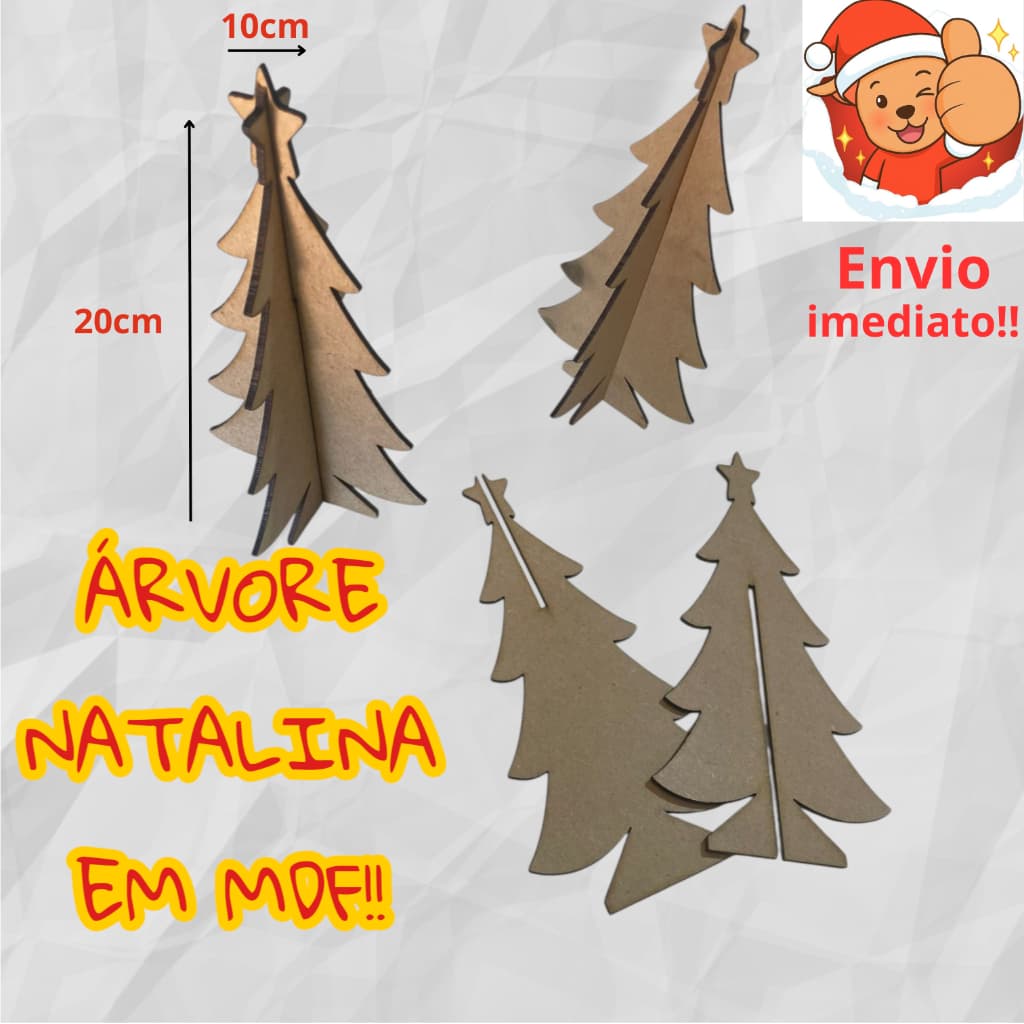 Kit até 15 Arvores De Natal Para Decoração de Mesa Arvore Madeira 20x10cm - Envio Imediato!