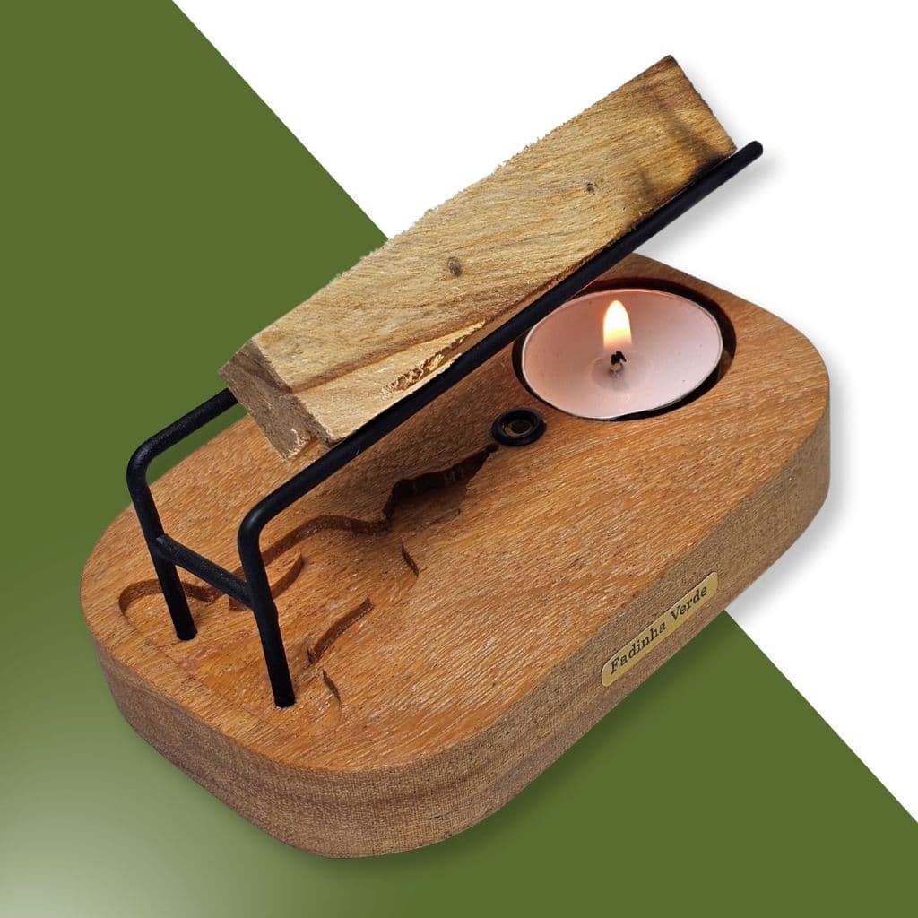 Porta Palo Santo 50 Gramas Palo 10 Velas Incensário Suporte Buda Mística Relaxante Madeira Natural
