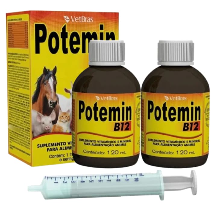 2 Unidades Potemin B12 Suplemento Vitamínico 120ml Vetbrás